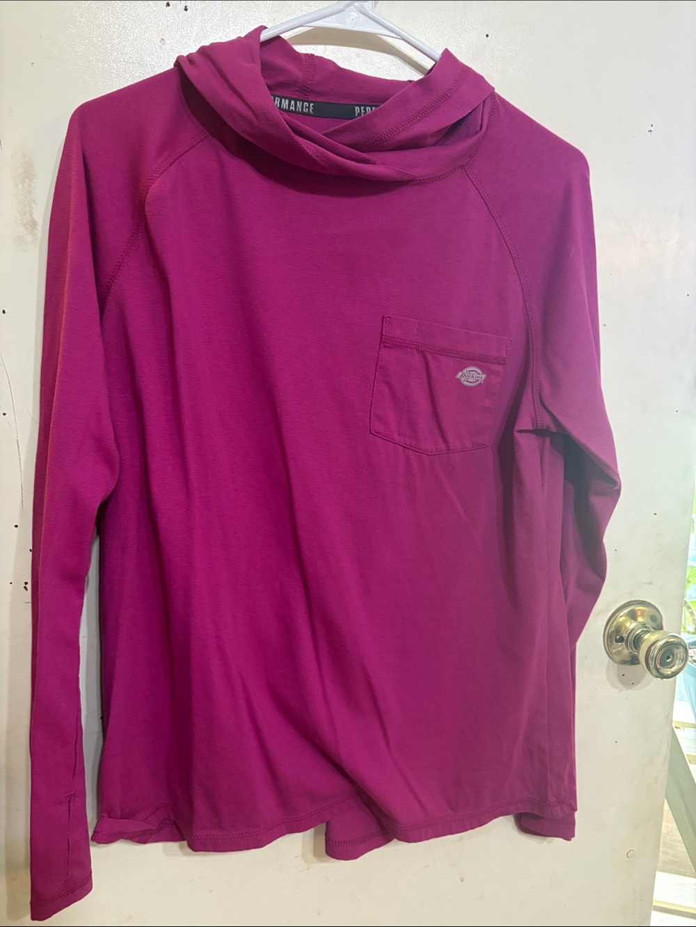 Dickies Women's Funnel Neck Long-Sleeve Sweater in Fuchsia
